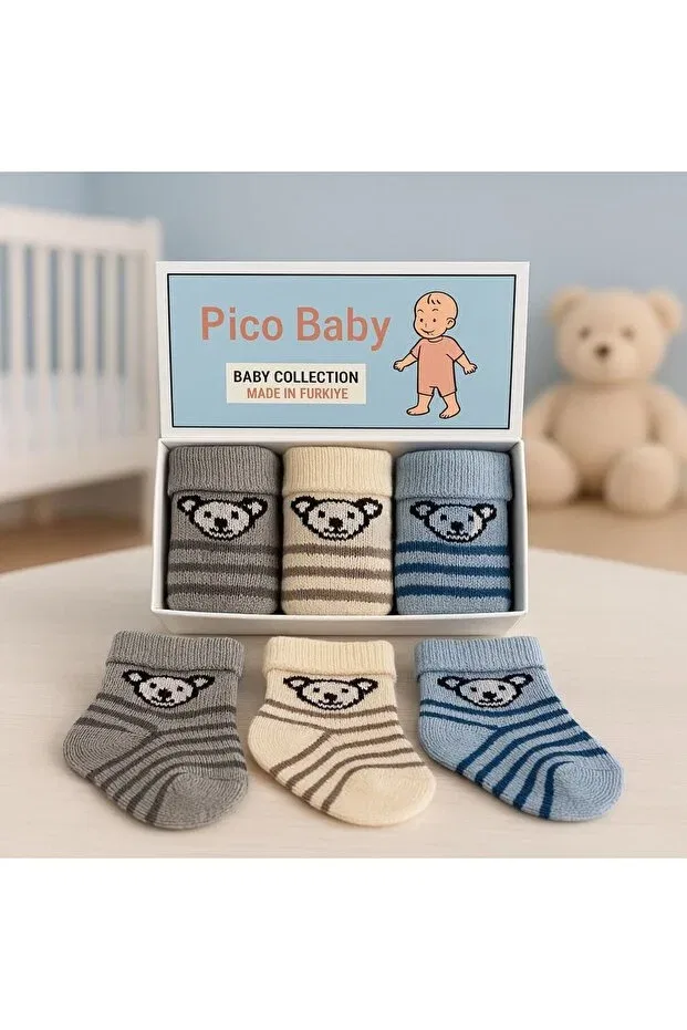 Детские носки с принтом 3 шт Pico Baby, Multicolor — фото 2