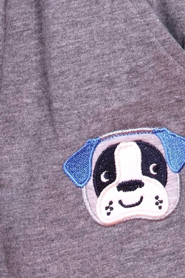 Детский спортивный костюм для мальчиков с принтом Dog Embroidery Breeze, Saks Blue — фото 4