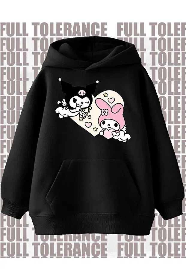 Детское худи для девочек с принтом Y2K Kuromi Printed Full Tolerance, Black — фото 2
