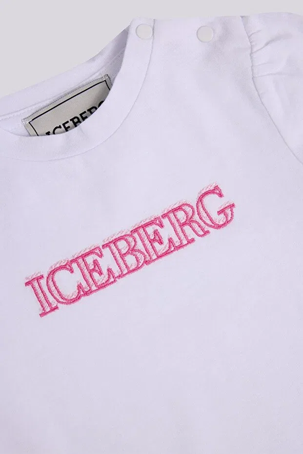 Детское для девочек хлопковое футболка Iceberg, White — фото 3