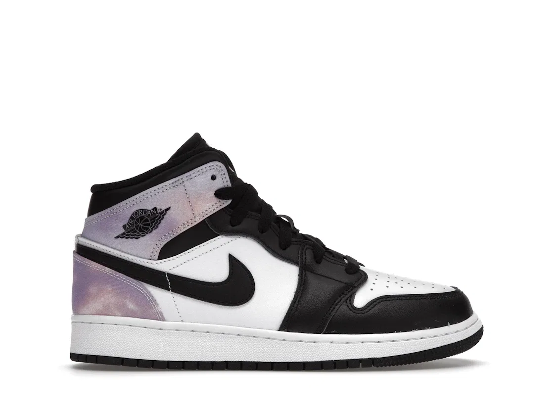 Детские кроссовки для баскетбола с высоким берцем Jordan 1 Mid SE Jordan, Black/White/Amethyst Wave/Bleached Coral