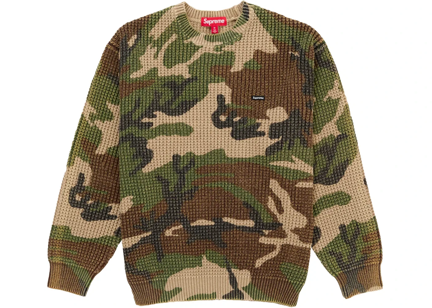Мужской свитер с вафельным узором Supreme Washed Small Box Waffle Sweater, Woodland Camo
