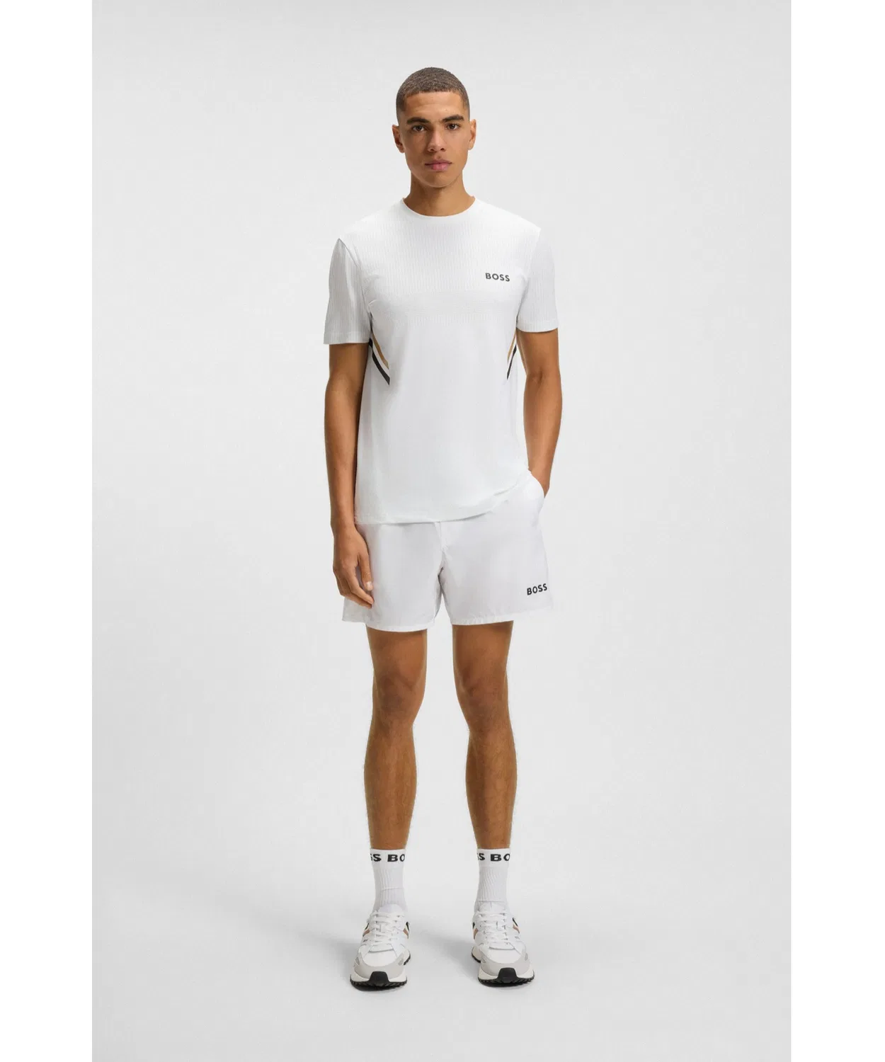 Мужская футболка с принтом Slim Fit BOSS, White — фото 3