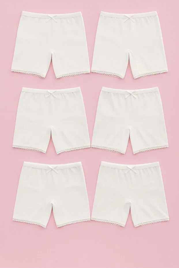 Детские хлопковые боксеры для девочек с принтом Young Mini Kanka, White 6 Flat — фото 4