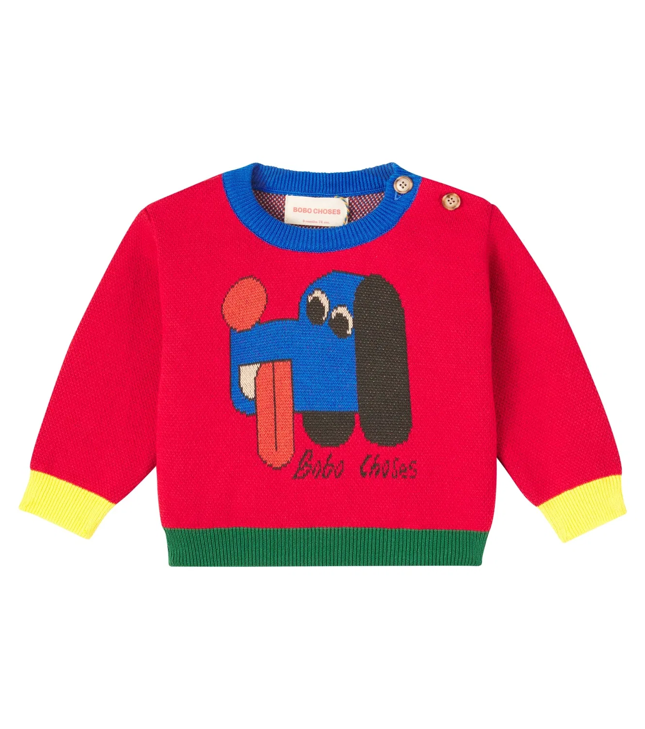 Свитшот хлопковый с интарсией Baby Doggy Mate Bobo Choses, красный
