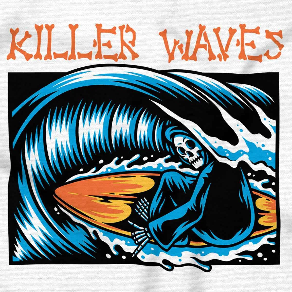 Детский боди-комбинезон с принтом Skeleton Reaper Surfer Killer Waves Brisco Brands, White — фото 2