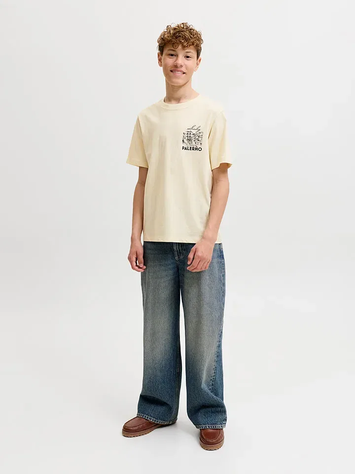 Рубашка с принтом Vacation Jack & Jones Junior, бежевый