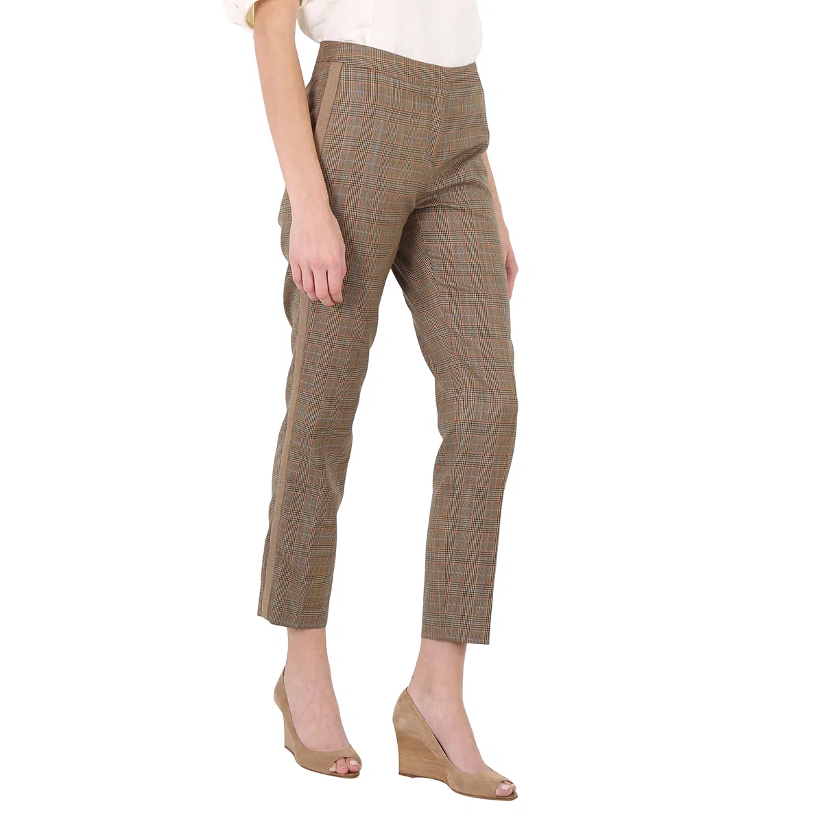 Брюки прямого кроя с принтом Houndstooth Check Tailored Trousers Burberry, Beige — фото 3