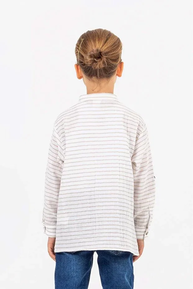 Детская рубашка для мальчиков с длинным рукавом Basics Wakawakakidsstore, Beige — фото 3