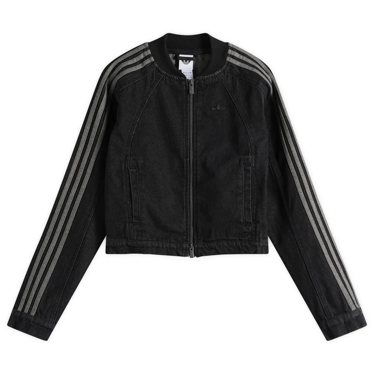 Женский топ из денима с молнией Fitted Denim Track Top Adidas, True Black Denim