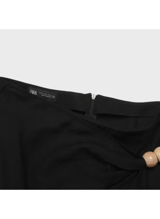 Юбка-миди трапеция с вышивкой бисером Zara, черный — фото 4