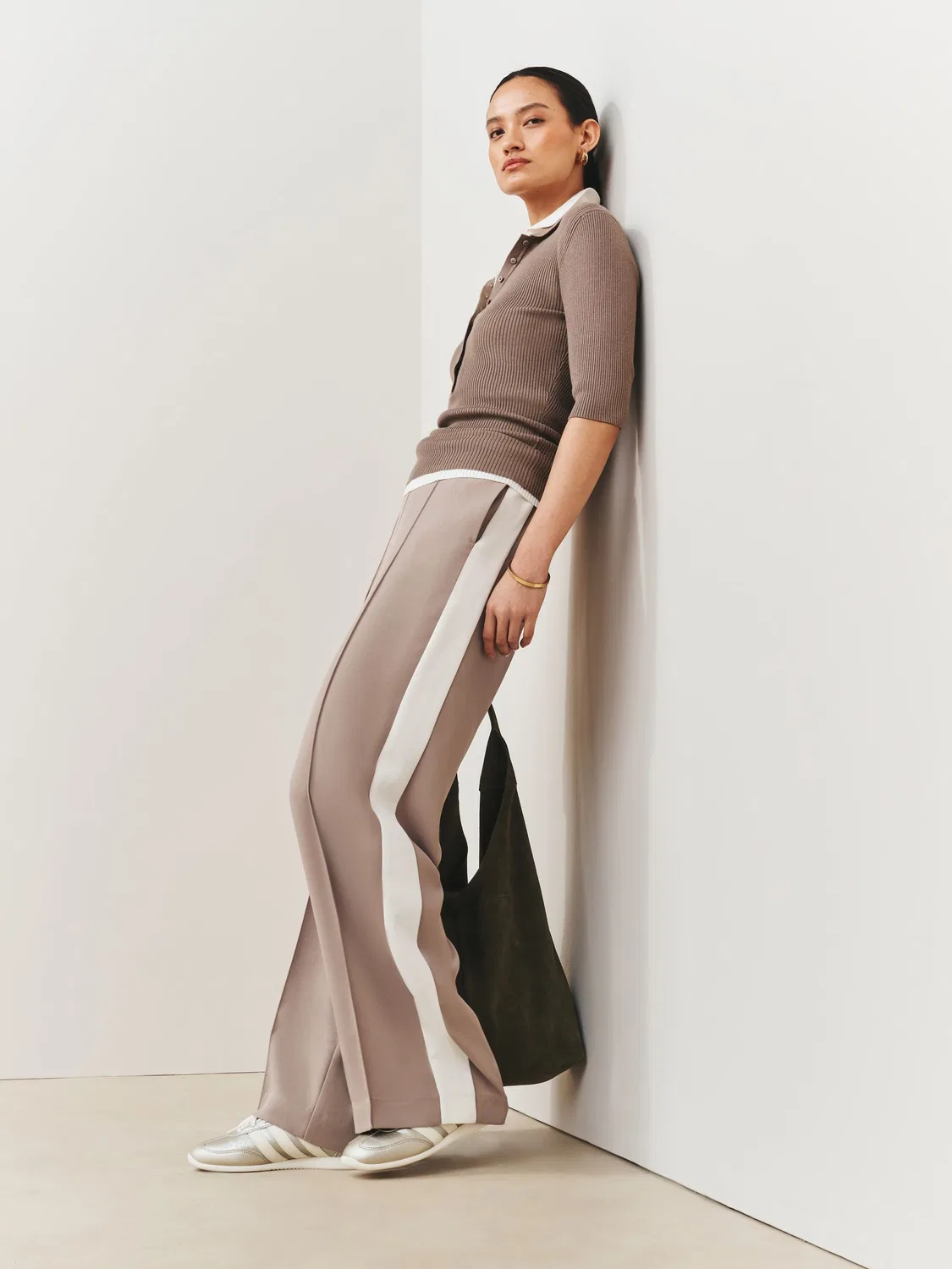 Брюки широкие с боковой полосой Taupe Brown Side Stripe Wide Leg Tailored Trousers Next, Taupe Brown