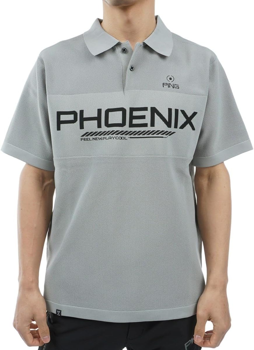 

Мужская трикотажная рубашка-поло с коротким рукавом Pin Apparel 621-4172201 (легкая, с логотипом бренда) / для гольфа, 020grey, LL Ping, серый