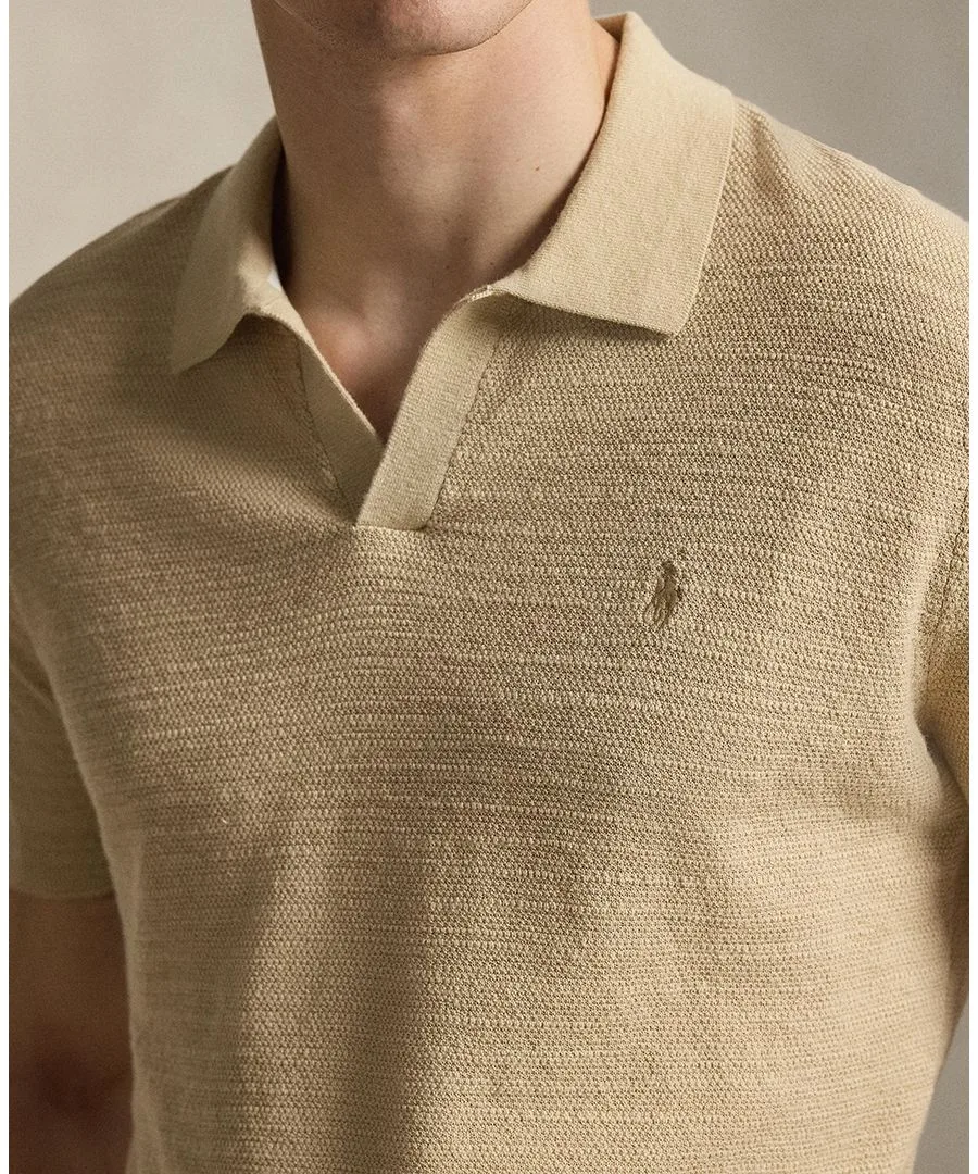 Мужская поло-рубашка с коротким рукавом и текстурированной поверхностью Polo Ralph Lauren, Dune Tan — фото 3