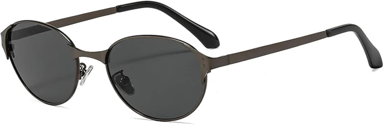 

Модные овальные солнцезащитные очки в стиле металл-панк для женщин, роскошные солнцезащитные очки для мужчин, для активного отдыха, путешествий и вождения, женские очки с защитой от УФ-излучения UV400 TKKTLLT, Gun Gray