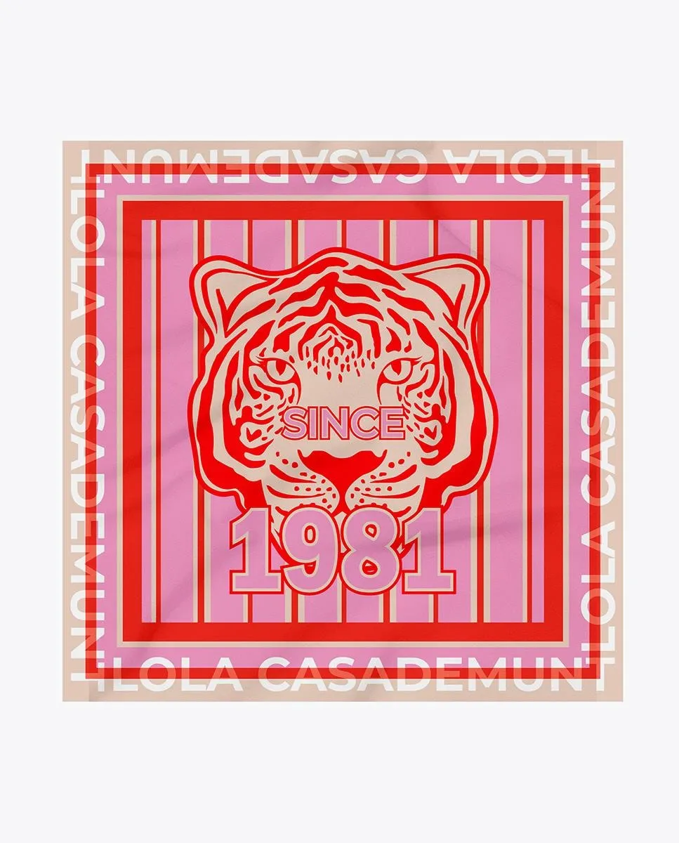 

Женский платок с принтом тигриная морда 1979 Lola Casademunt, розовый