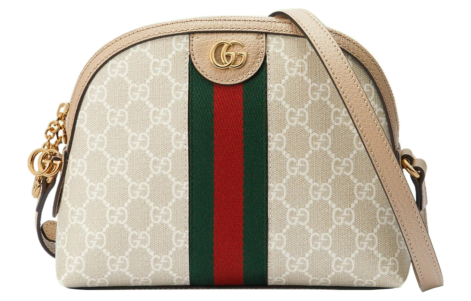 

GUCCI Сумка через плечо Ophidia Canvas с кожаными вставками малого размера женская бежево-белая