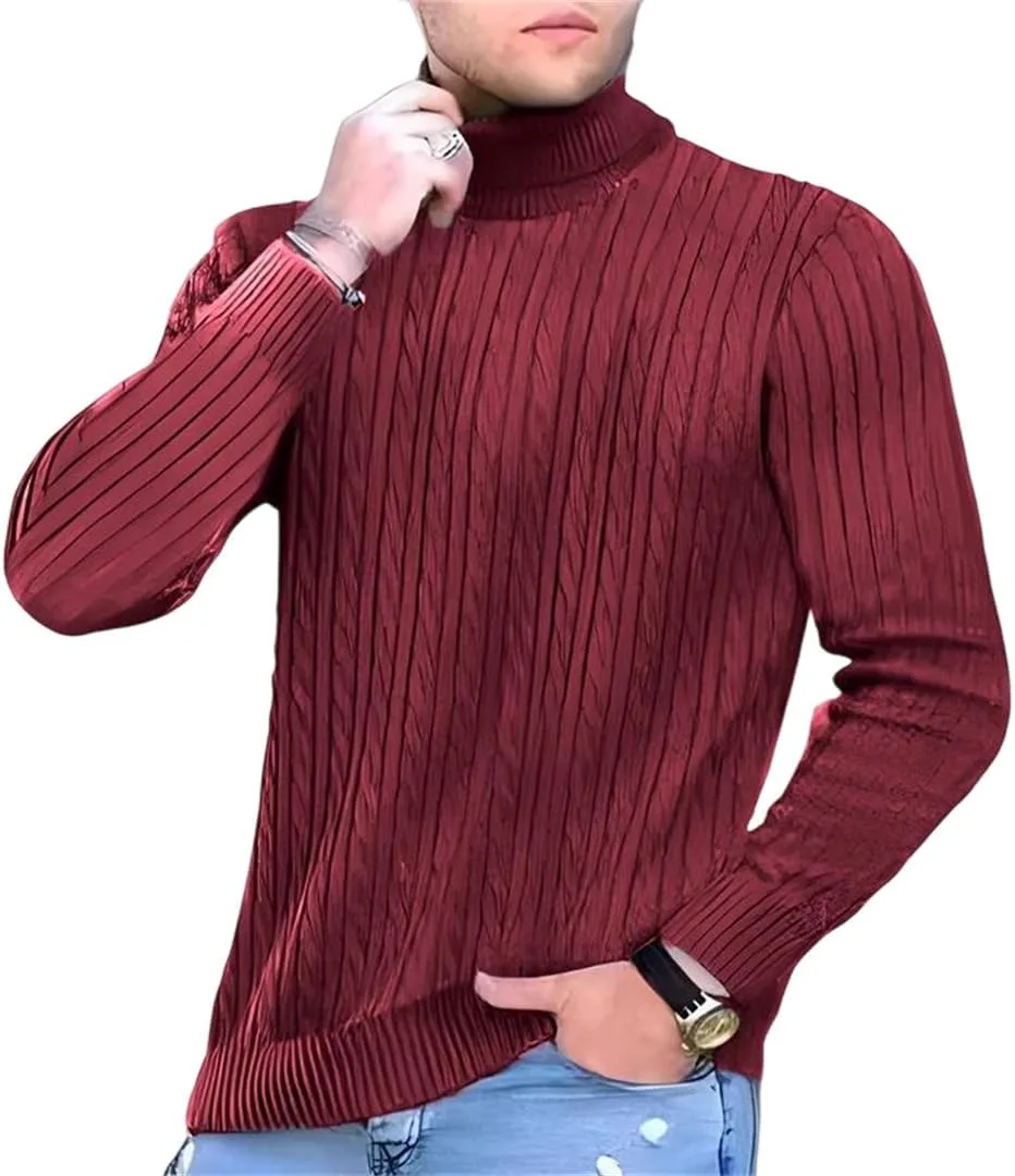 

Мужской вязаный водолазка теплый оверсайз свитер