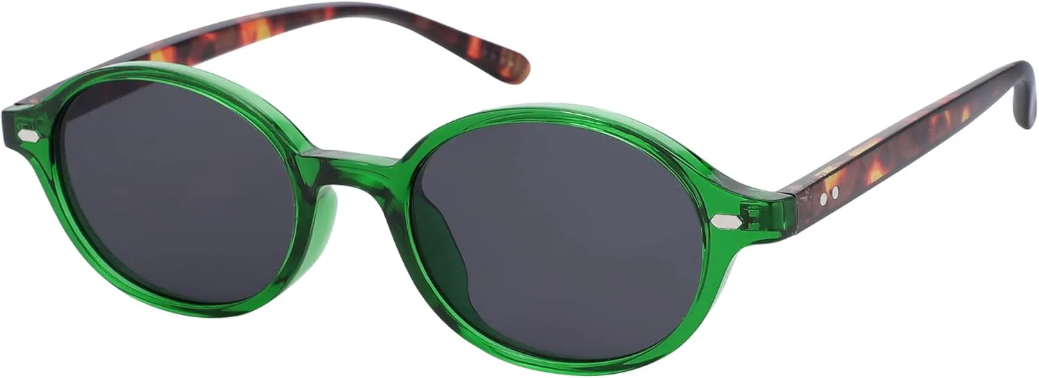 

Солнцезащитные очки JOOX Retro овальной формы для женщин, круглые солнцезащитные очки в стиле Y2K, легкие, узкие, модная защита UV400, Green Tortoise/Grey
