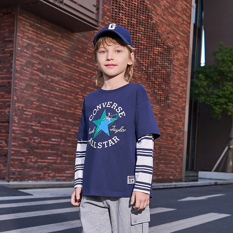 Футболка для детей Crew Neck Moderate Converse, antique зеленый — фото 4