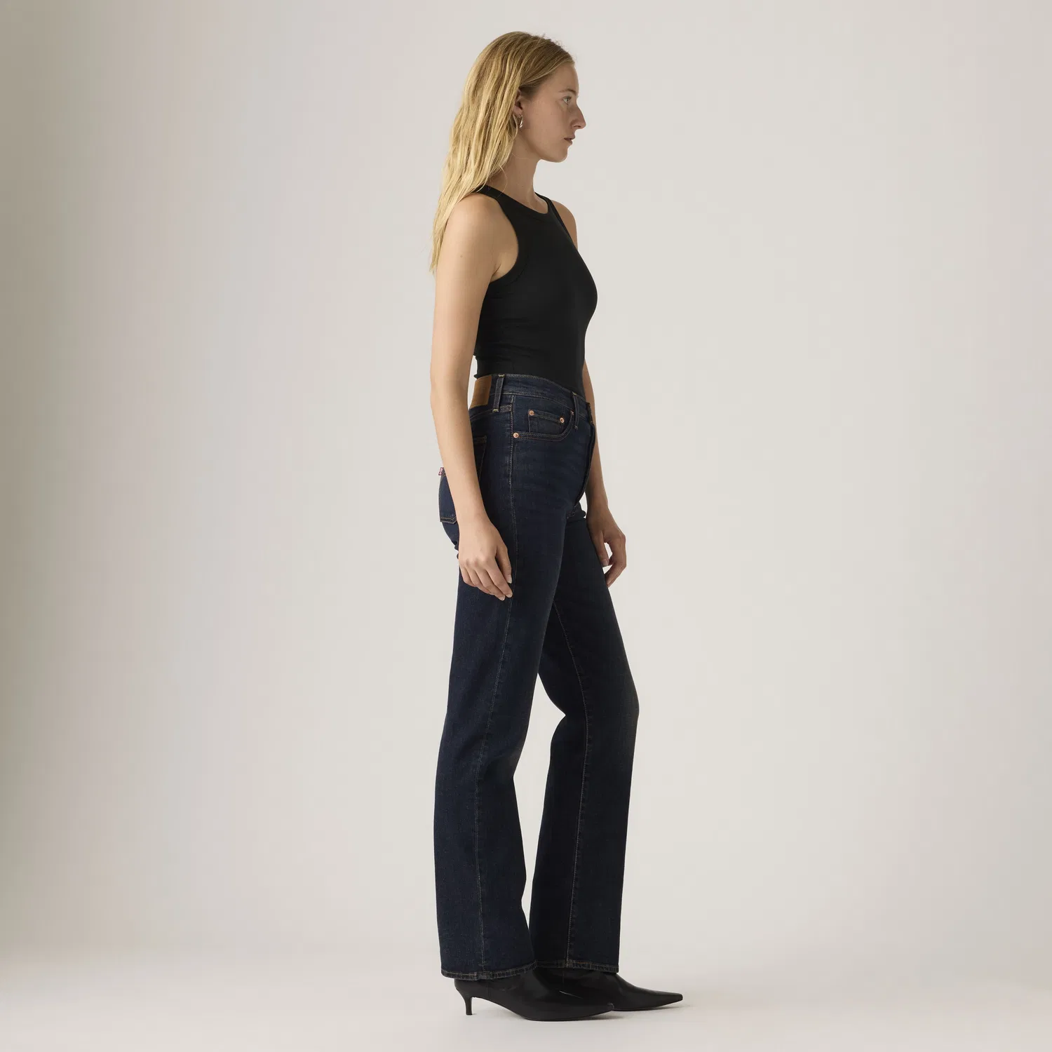 Женские джинсы Candiani Denim с ребристой отделкой, полной длины Levi's, Dark Wash — фото 4