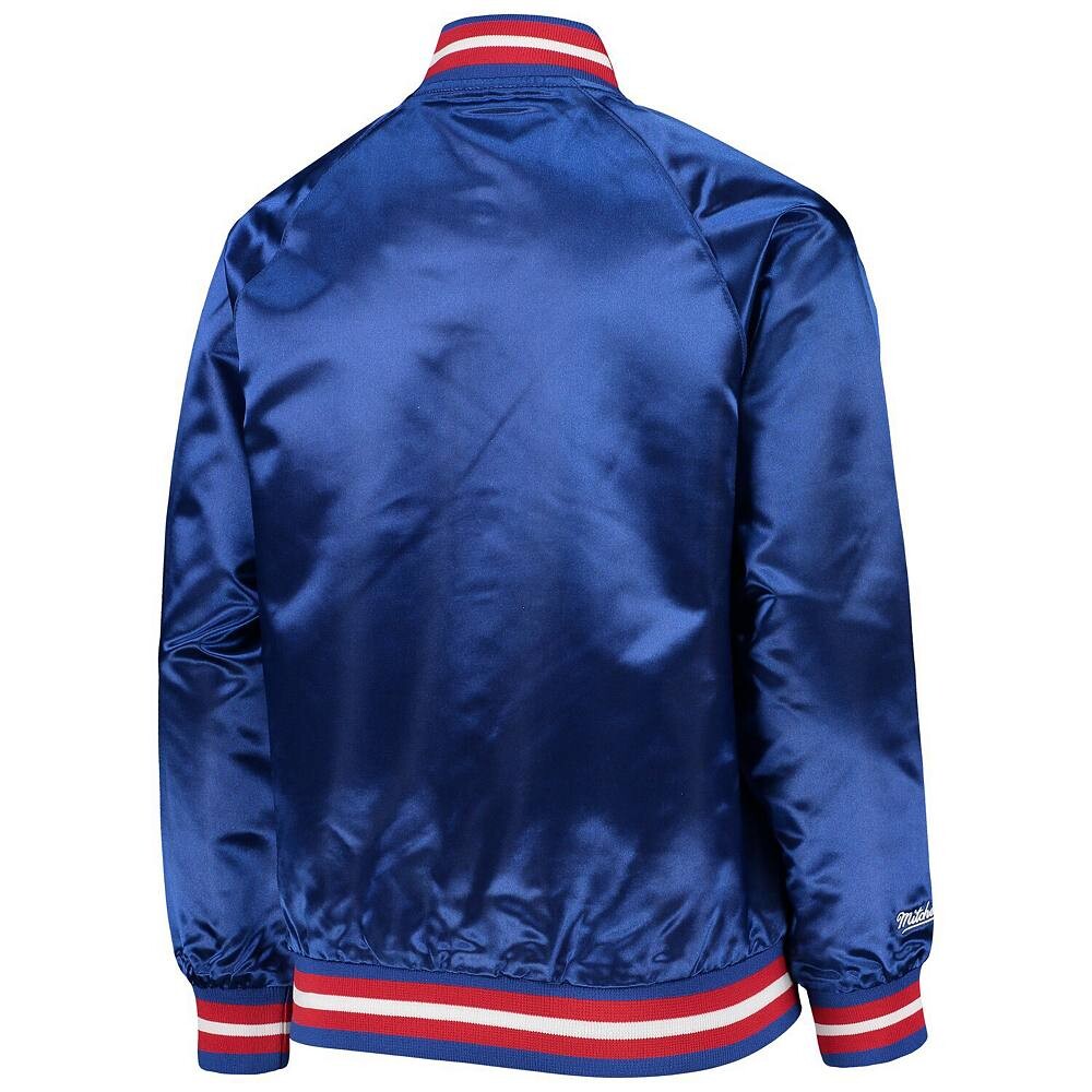Молодежная куртка Mitchell & Ness Royal Philadelphia 76ers из твердой древесины классического атласного реглан на кнопках, синий — фото 3