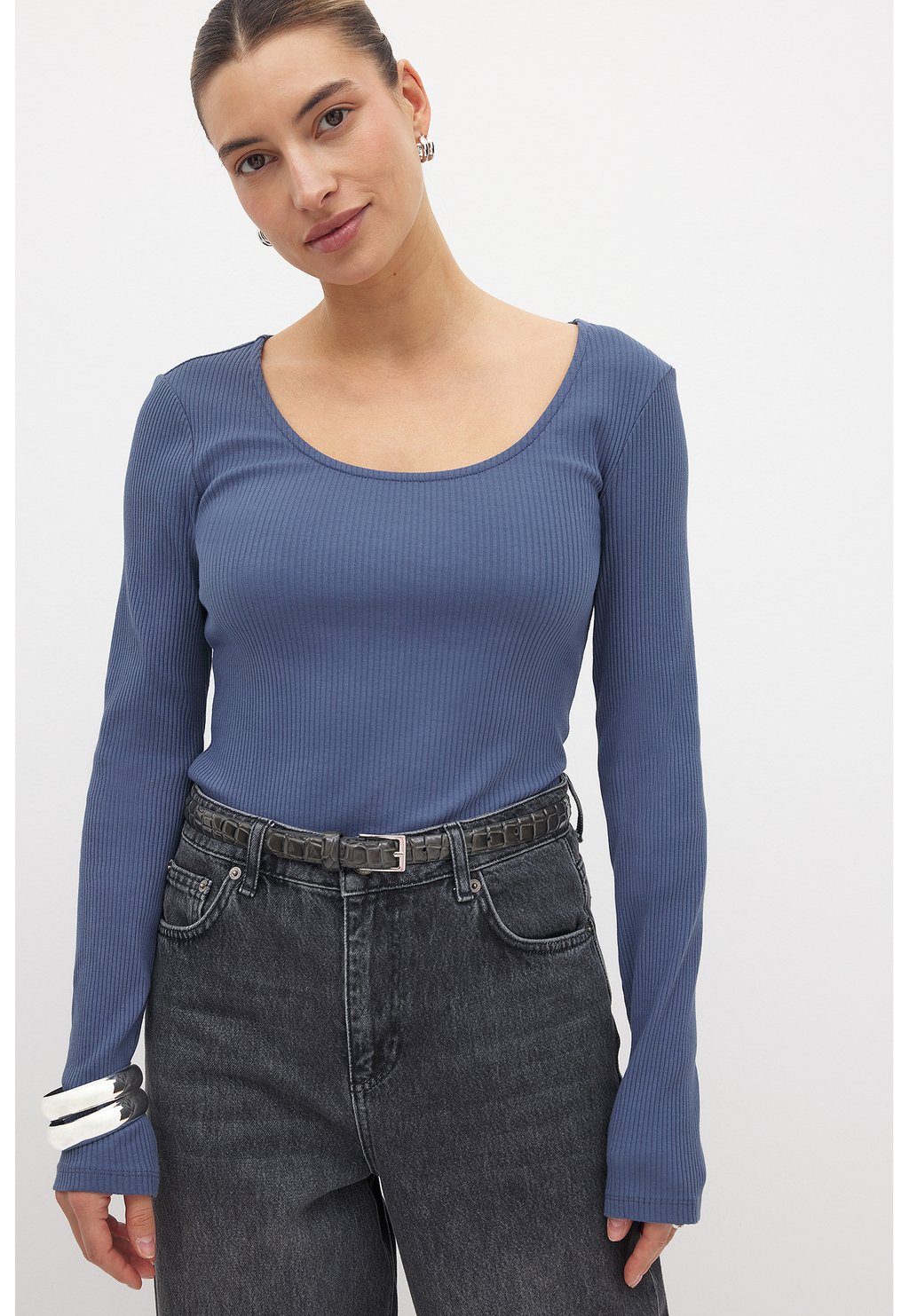 

Топ с длинными рукавами SCOOP NECK NA-KD, синий