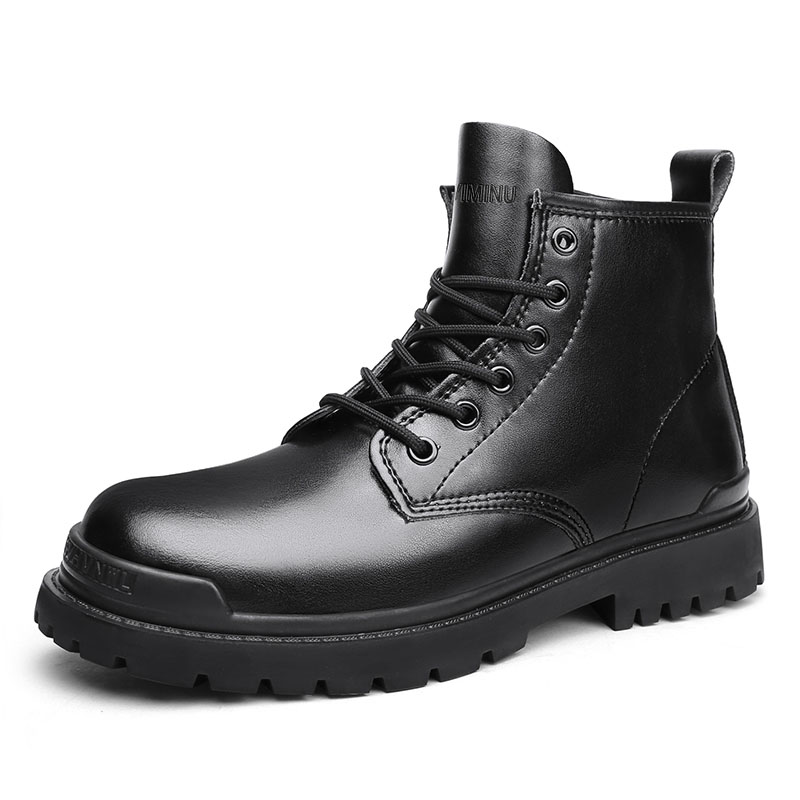Eminu Короткие полусапоги мартин мужские черные с 8 люверсами, цвет Black 8 Eyelets — фото 3