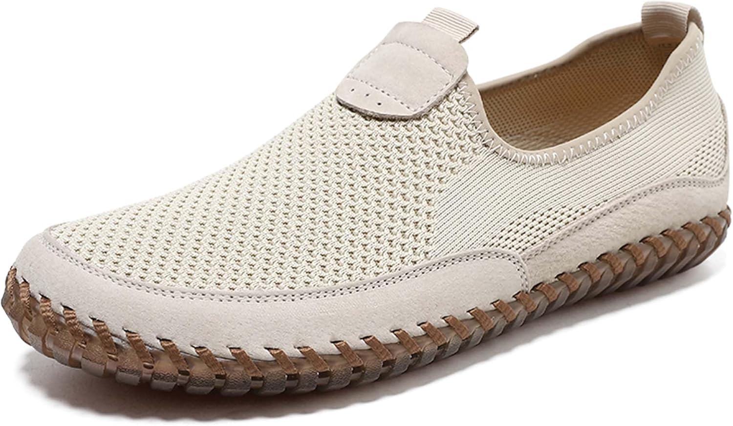 

Мужские слипоны из сетки, летние дышащие, противоскользящие, для повседневной носки, работы, вождения, прогулок, для активного отдыха, походов и бега Generic, бежевый