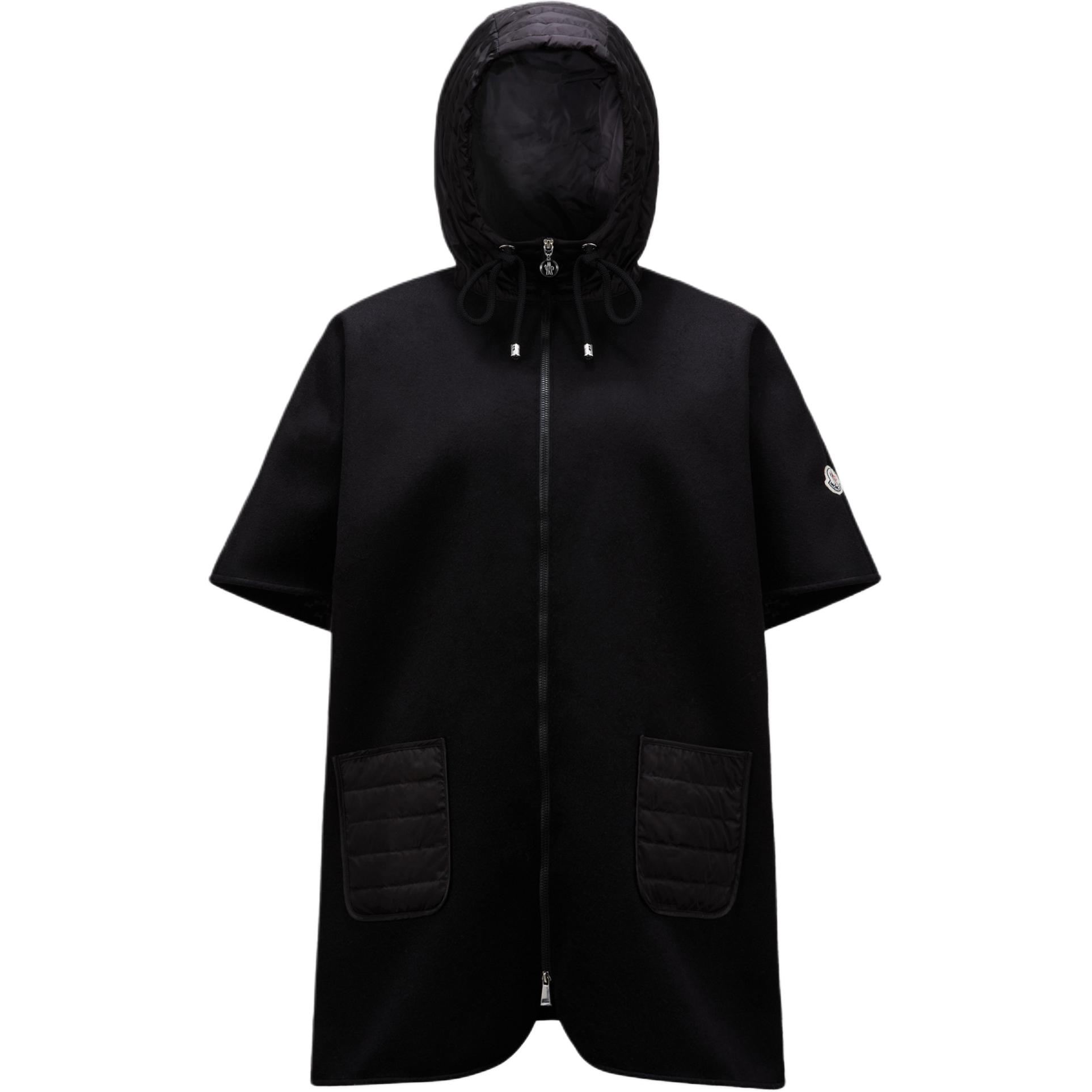 

Пальто-накидка с капюшоном и застежкой-молнией Moncler, черный