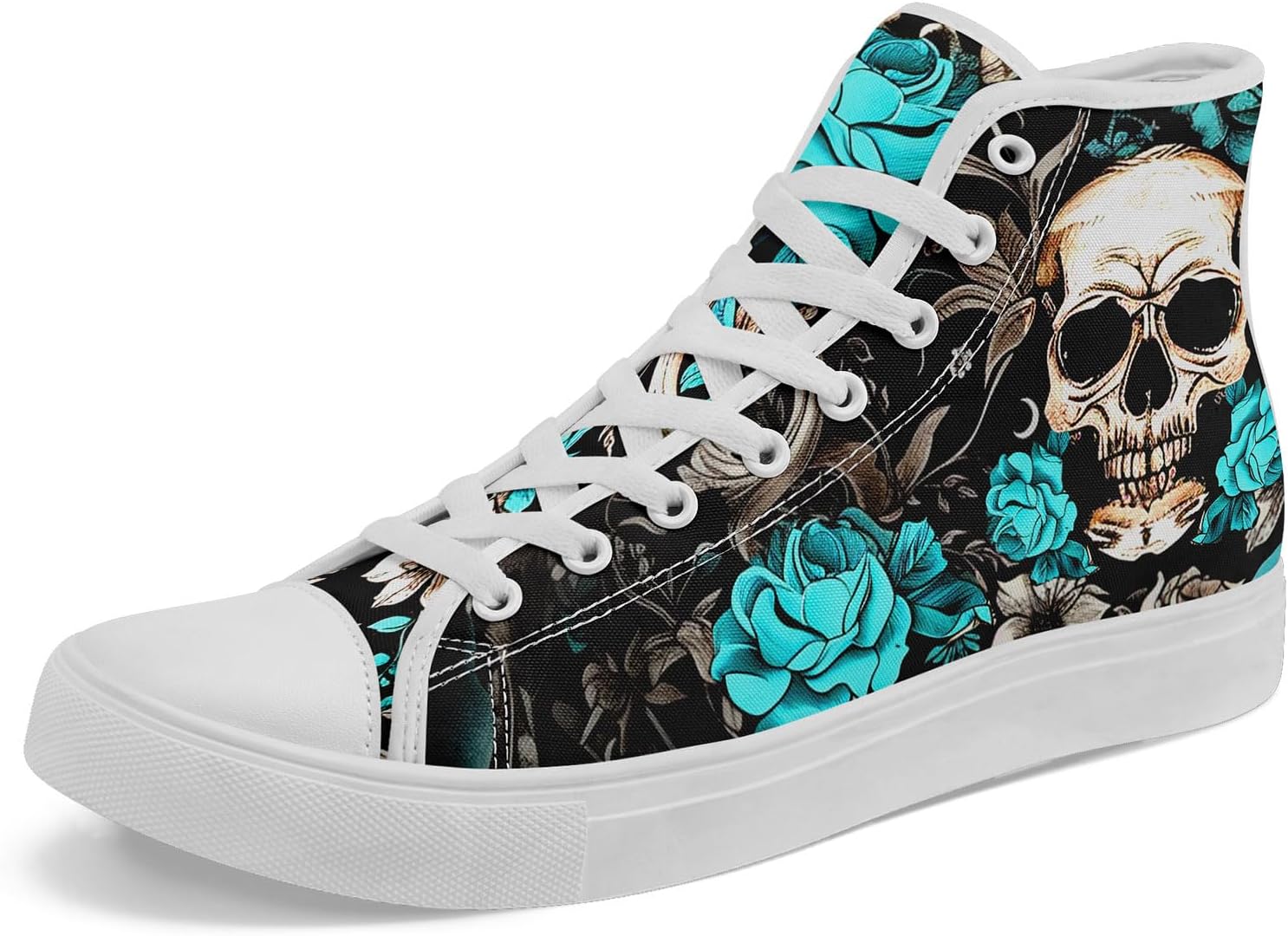 

Крутые настраиваемые высокие кеды с принтом черепа для мужчин и женщин - уникальные яркие высокие кроссовки, удобная повседневная обувь Coolcustomize, зеленый