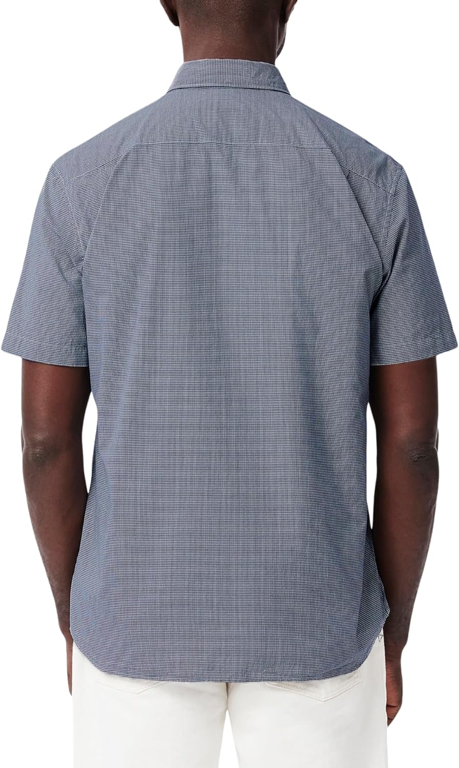 Lacoste мужская рубашка с коротким рукавом, клетка, regular fit, из коллекции Core Collection, White/Navy Blue Gingham — фото 3