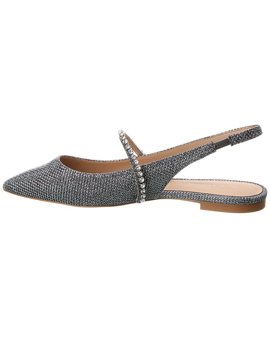 Плоские туфли Stuart Weitzman с открытой пяткой из кристаллической сетки, серебро — фото 3