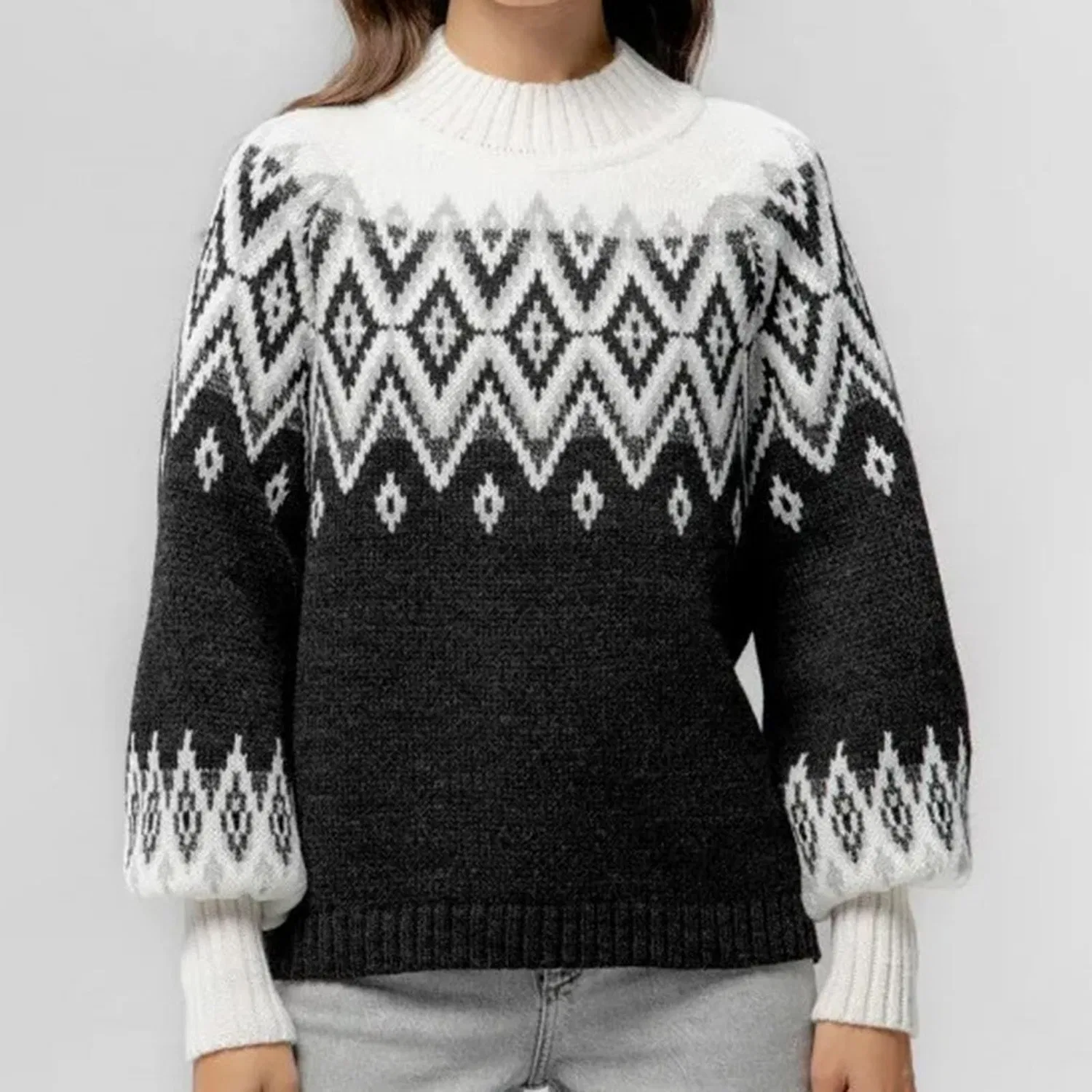 Женский свитер свободного кроя с принтом Icelandic Sweater, Black — фото 2