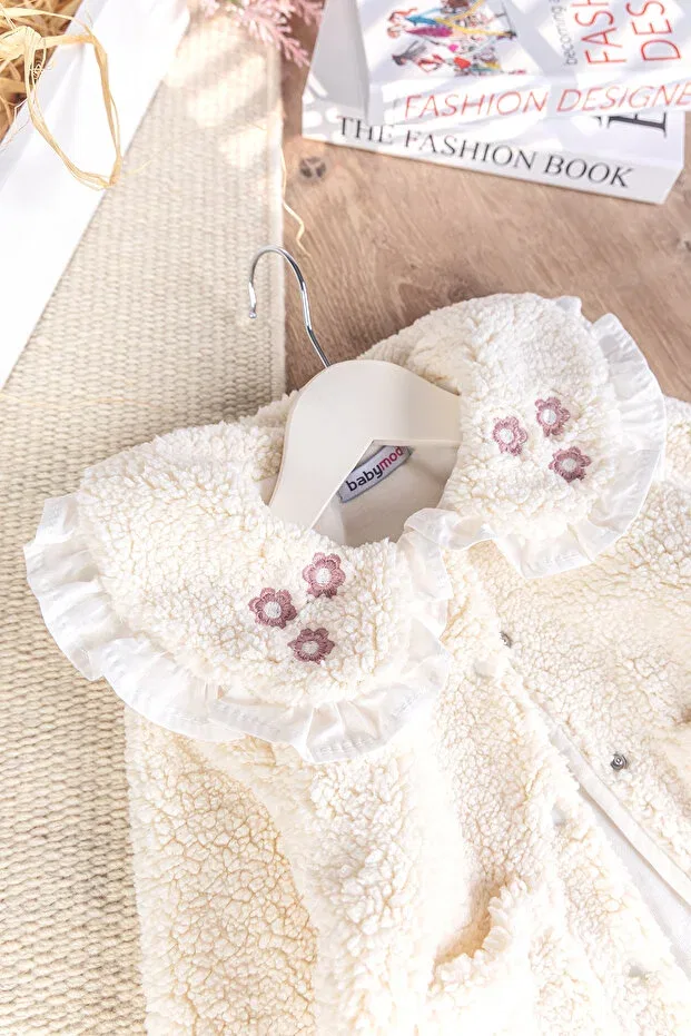Детское пальто-кардиган для девочек с длинным рукавом Babymod, Cream — фото 3