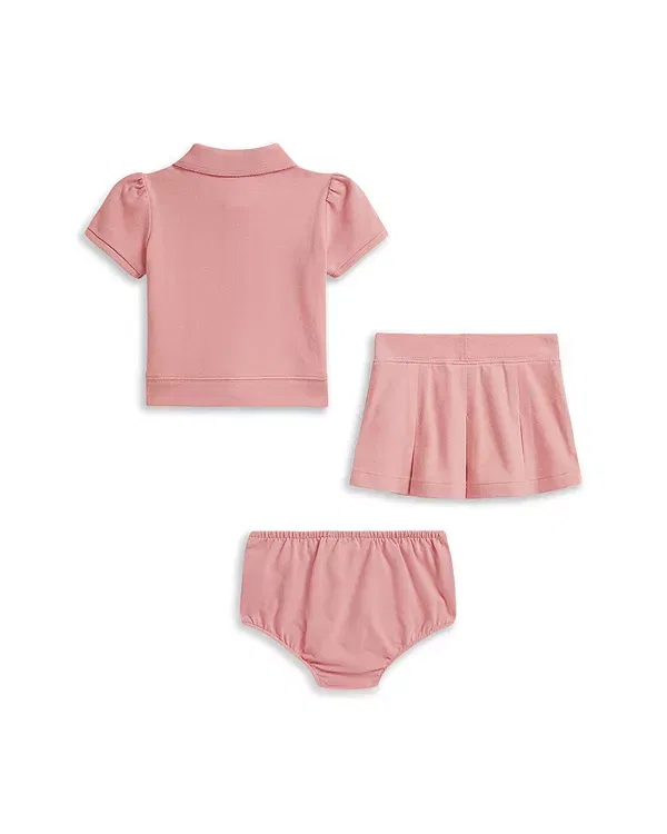 Детский комплект для девочек с принтом Polo Girls' Stretch Mesh Polo Shirt & Skort Ralph Lauren, розовый — фото 2