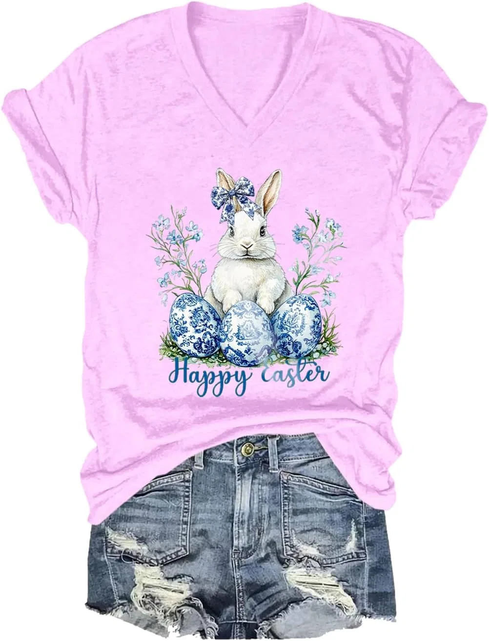 Футболка с принтом Happy Easter, Pink