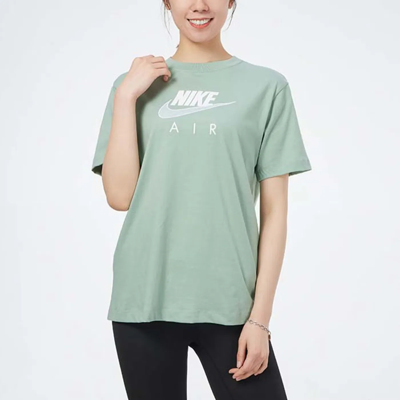 Футболка спортивная с логотипом Nike, зеленая — фото 3