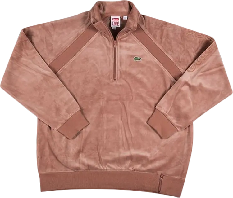 Топ Supreme x Lacoste Velour Half Zip Track Top 'Maroon', красный — фото 2
