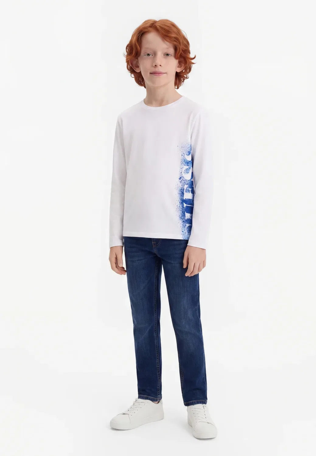 Футболка с длинными рукавами с логотипом Junior Guess, Pure White