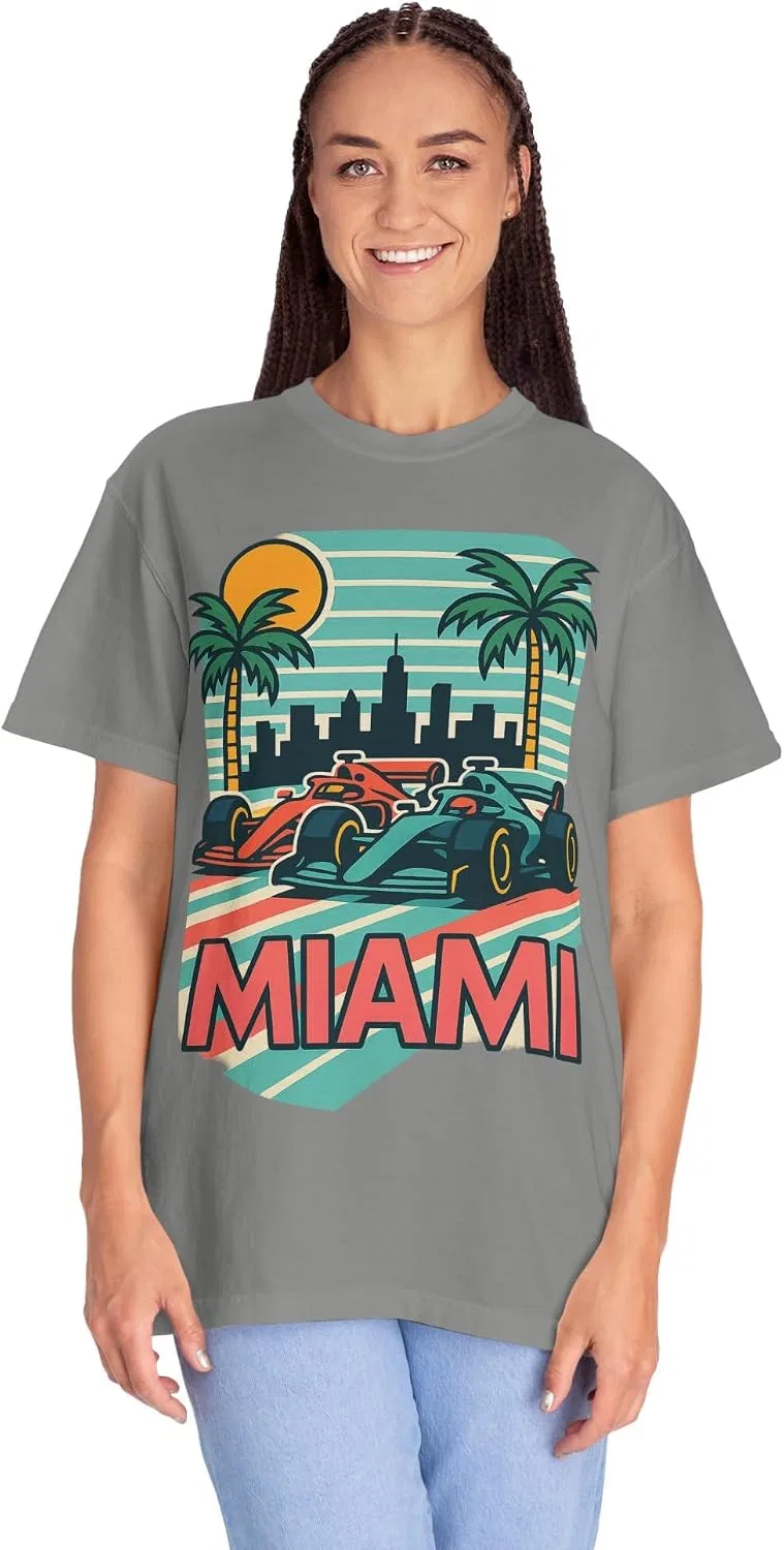 Футболка с принтом Miami racing Comfort Colors 1717, Granite — фото 4