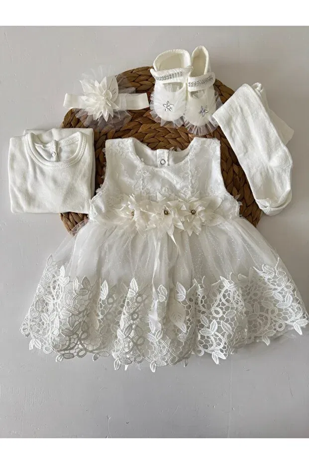 Детский комплект для новорожденных девочек с длинным рукавом Pileki Baby, White