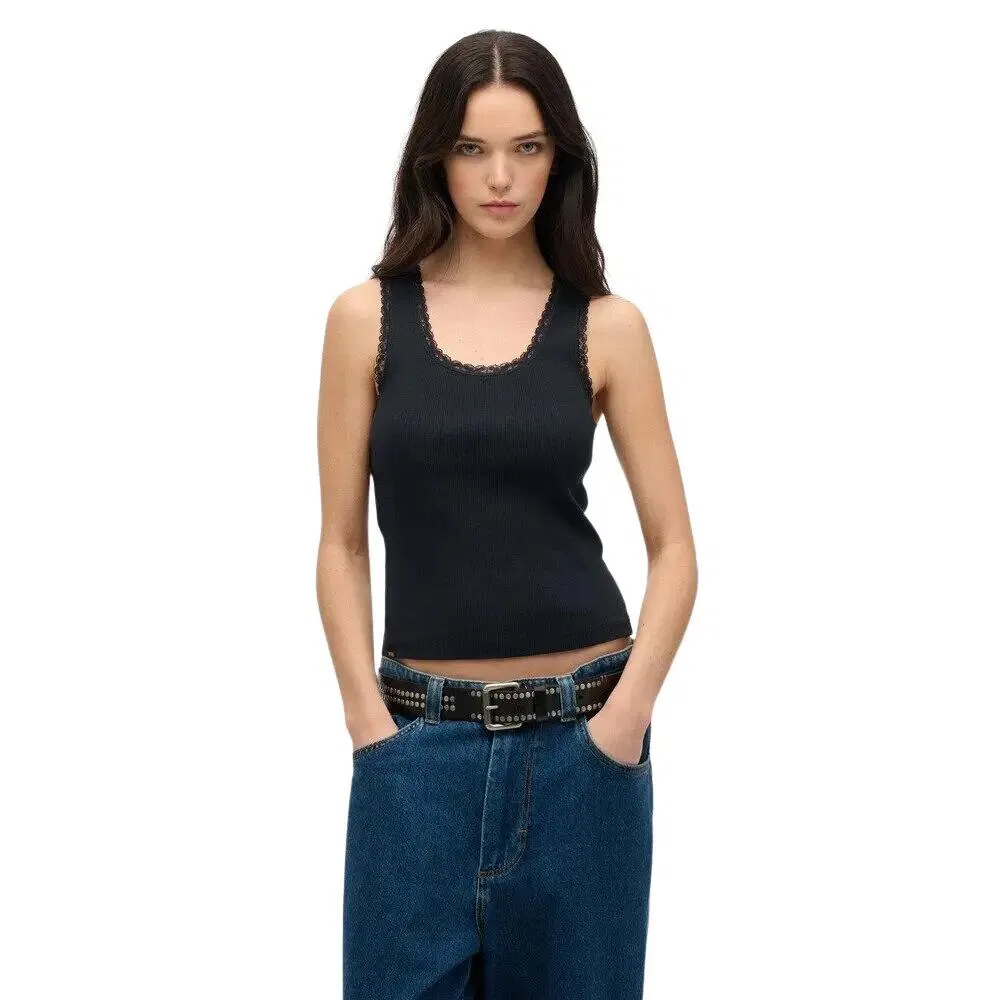 Женский топ с кружевным декольте Vintage Superdry, Blau