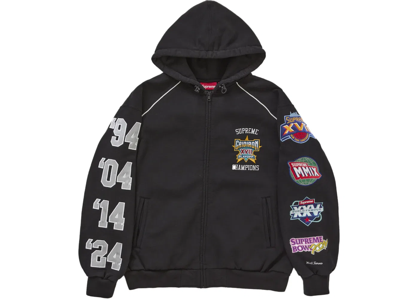Мужская худи на молнии с принтом Playoffs Supreme, Черный