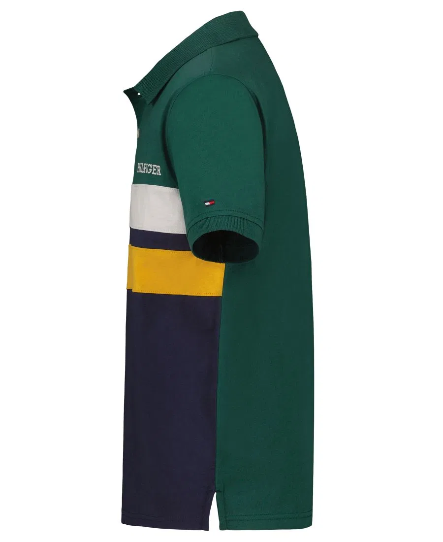 Детская рубашка-поло с длинным рукавом и цветовым блоком Tommy Hilfiger, Navy Blazer/Green — фото 3