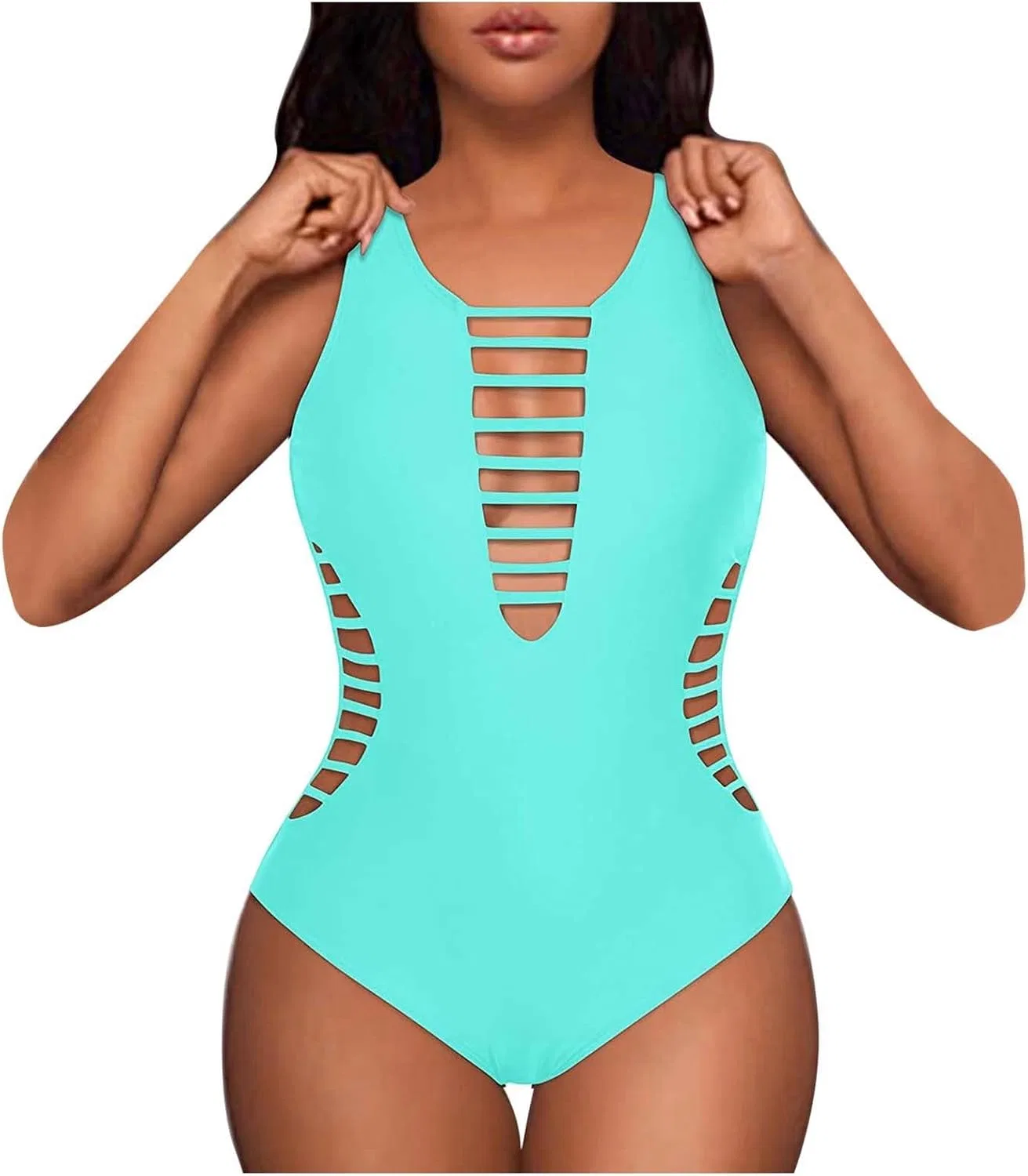 Женский цельный купальник с утяжкой живота One Piece Swimsuit, Sky Blue