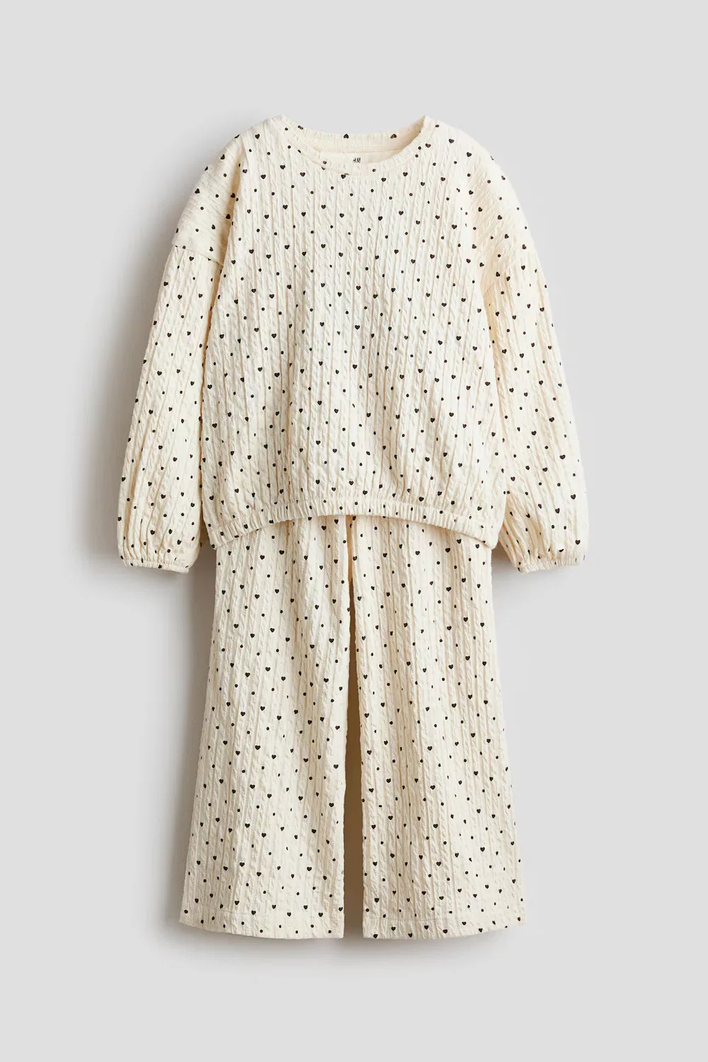 Комплект из двух предметов, изготовленный из фактурного трикотажа H&M, Cremefarben/Herzen