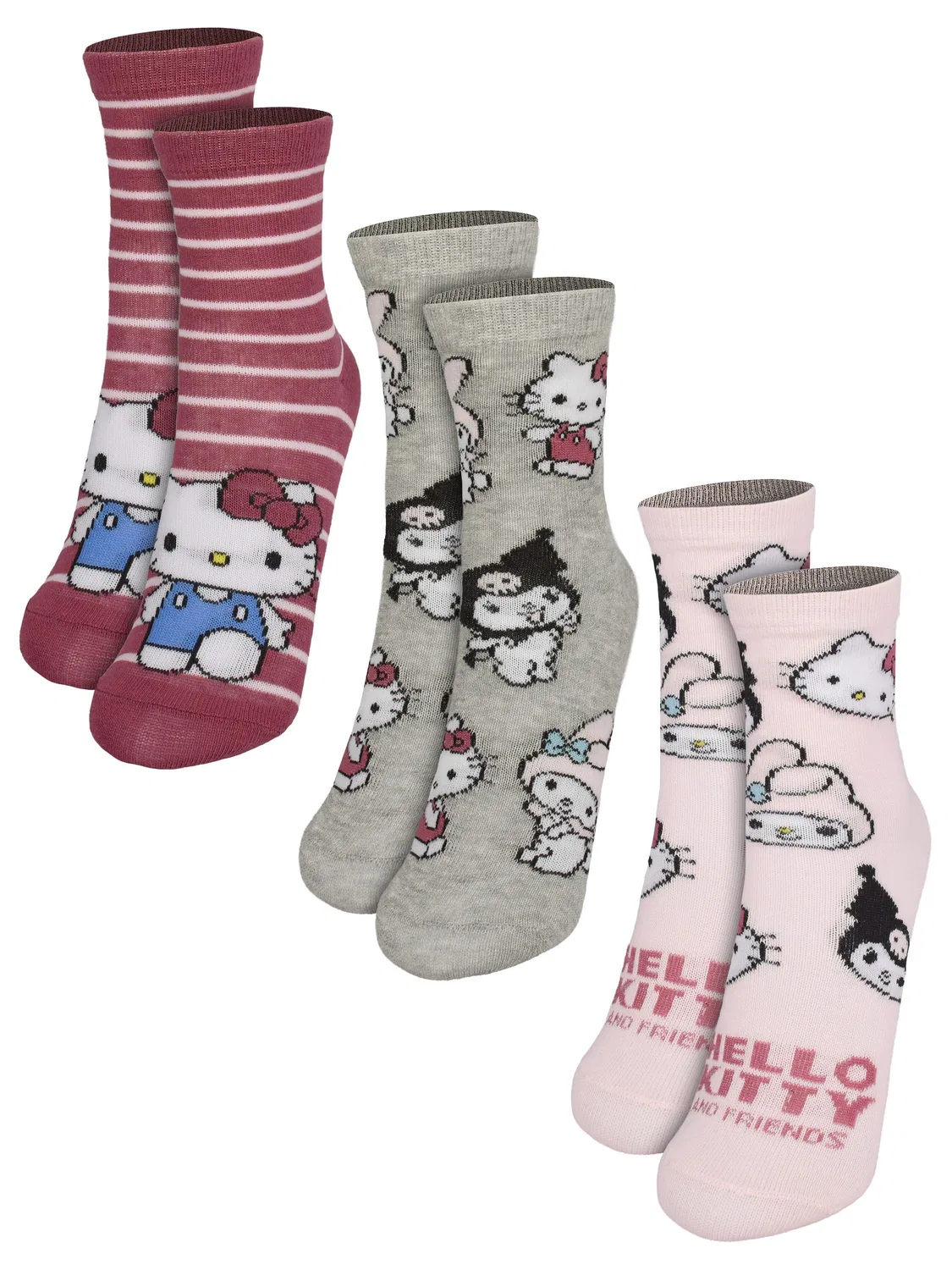 Носки Hello Kitty Kuromi My Melody, серый