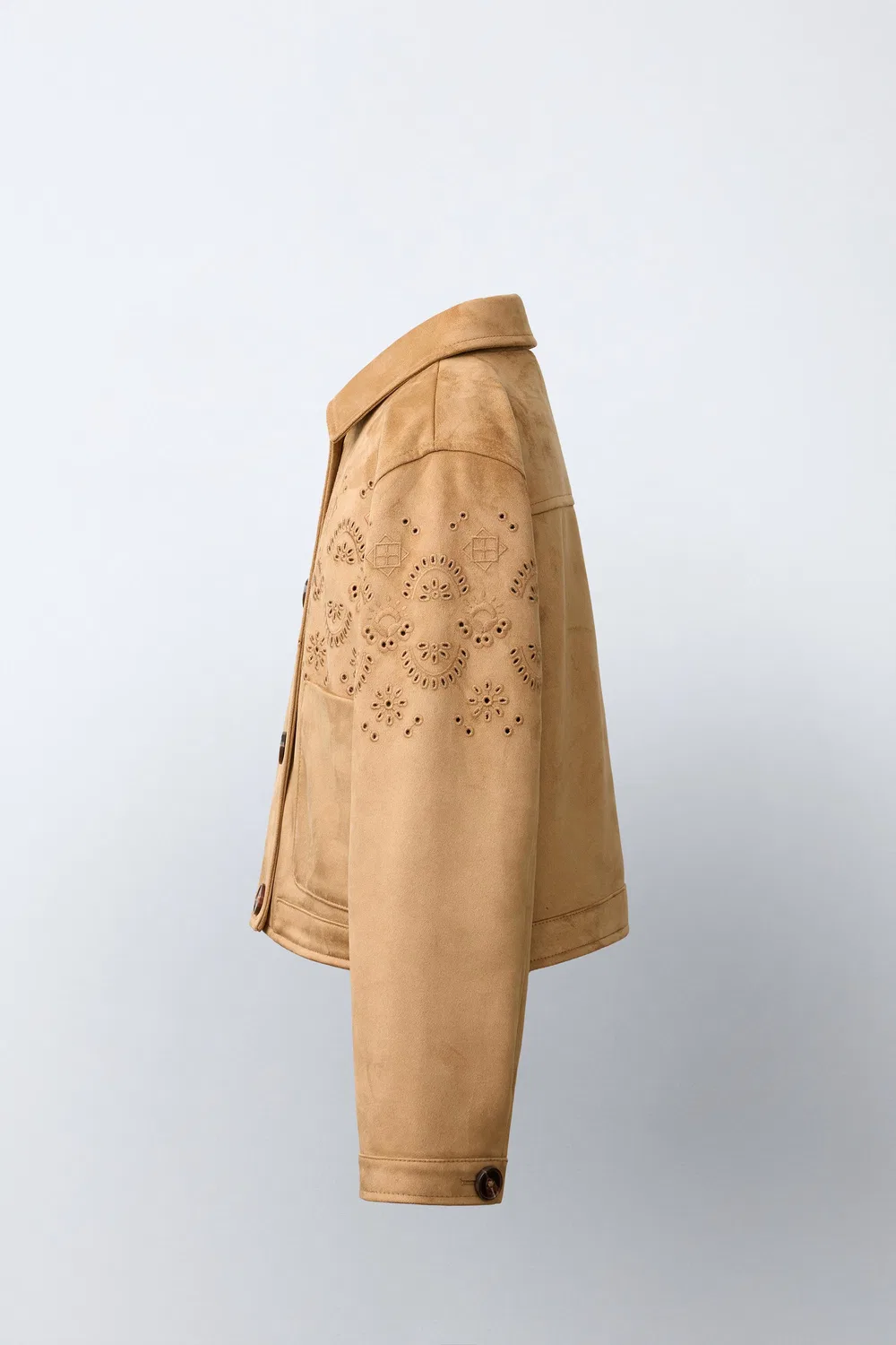 Куртка из искусственной замши с вышивкой ZARA, Camel — фото 3