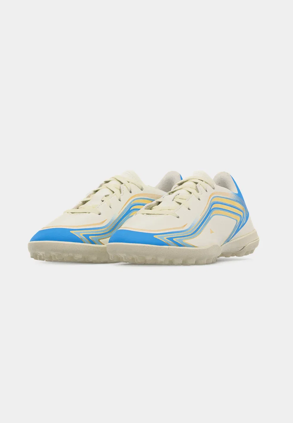 Футбольные бутсы F50 Messi Club Turf - разработанные для искусственных газонов Adidas Performance, Ivory/Semi Blue Burst/Icey Blue — фото 3